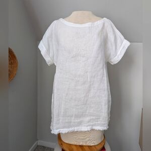 Magaschoni Linen Short Sleeve Top